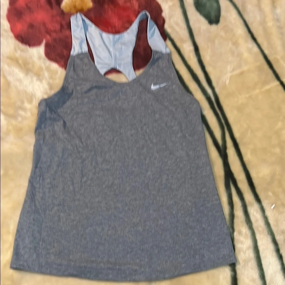 Nike Gray and Red Cut Out Tank Top